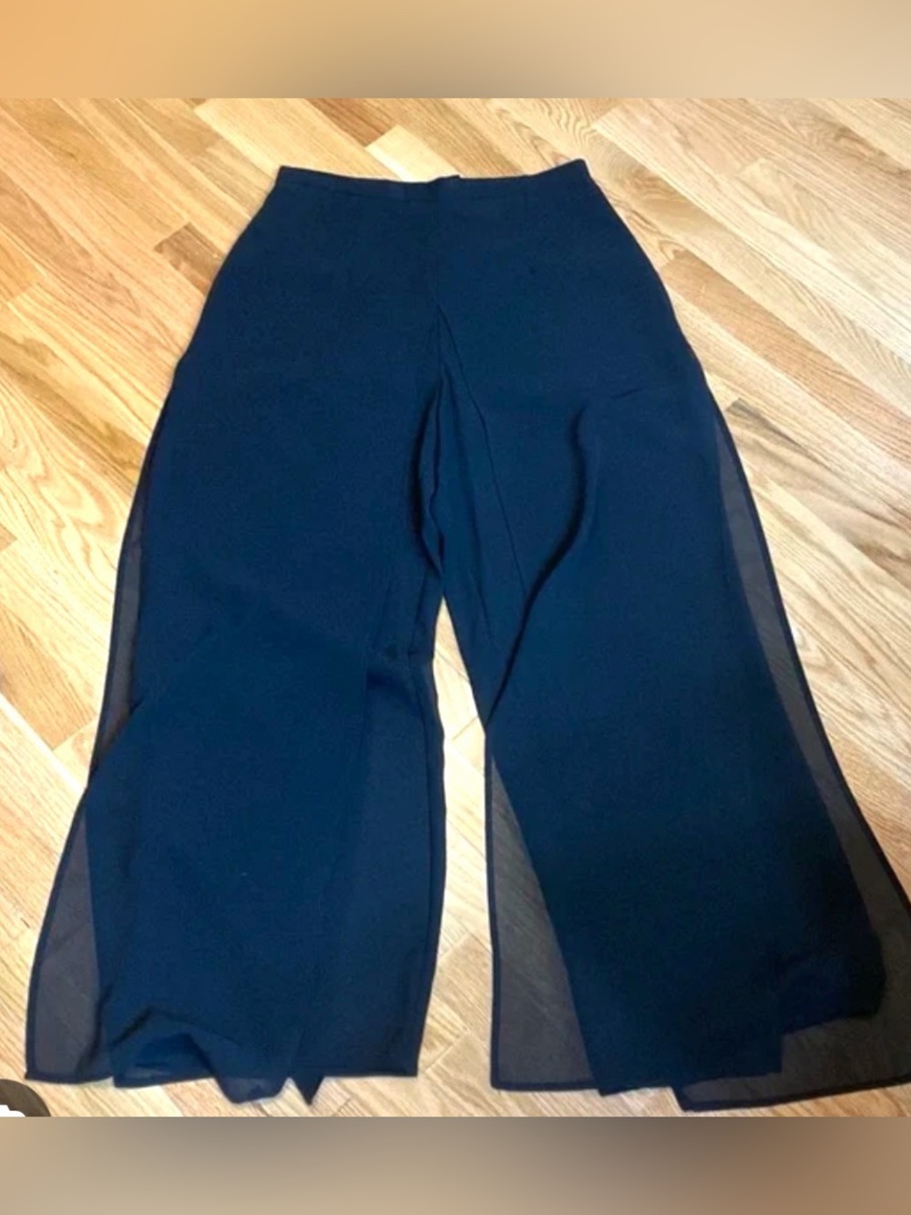 Wide Leg Black Sheer Panel Pants - Women